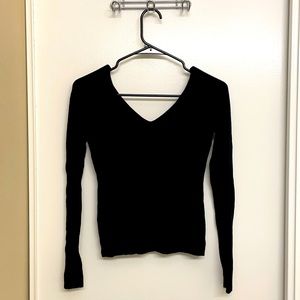 Sexy black V-neck sweater